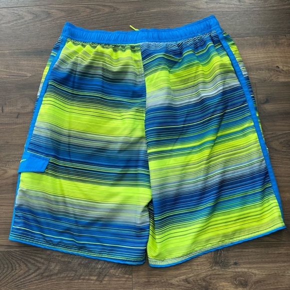 Nike Men's Cargo Swim Trunks Blue Yellow Pocket Lined Drawstring Surf Shorts XL - Picture 8 of 13